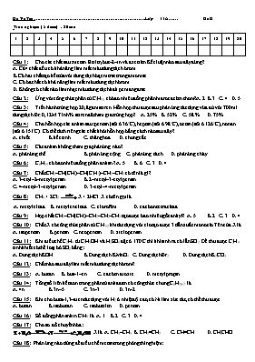 Kiểm tra 15 phút môn Hóa học 11